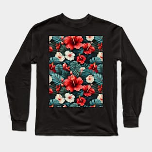 #12 Floral Pattern. Hibiscus Flower Pattern Long Sleeve T-Shirt